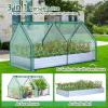 Ohuhu Raised Garden Bed with Greenhouse, 8x4x1 FT Galvanized Metal Planter Box with PE Cover, 4 Doors for Ventilation, 3-in-1 Gardening Set for Vegetable Flower Herb Succulent(8x4x1ft  PE)
