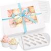 Ohuhu Cupcake Container, UPGRADED THICKEN 12 Pack 12 Count Cupcake Boxes – Food Grade Cupcake Holder with Handle Tray Window and Inserts to Hold 144 Pastry Muffin Box for Birthday Holiday Party Baker