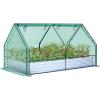 Ohuhu Raised Garden Bed with Greenhouse, 8x4x1 FT Galvanized Metal Planter Box with PE Cover, 4 Doors for Ventilation, 3-in-1 Gardening Set for Vegetable Flower Herb Succulent(8x4x1ft  PE)