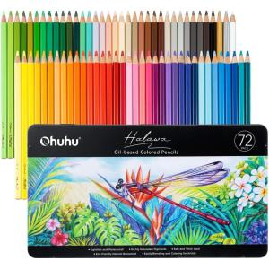 Ohuhu Colored Pencils: 72 Oil-based Drawing Pencils for Coloring Portrait Sketching Landscape Oil Paint Set, 36 Oil-Based Colors,Non-Toxic Oil Painting Set Supplies