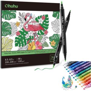 Ohuhu Coloring Book 36-sheet with Coloring Markers & Glitter Markers