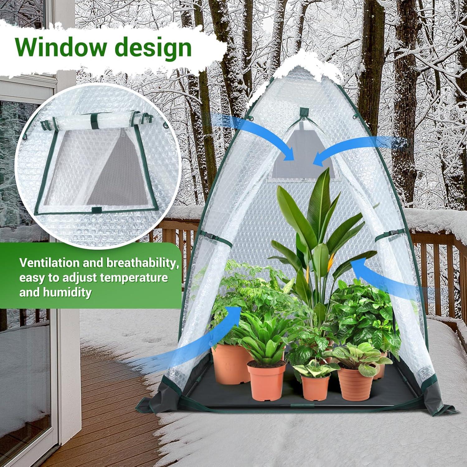 image:imageGreen House for Outside Heavy Duty Ohuhu Portable Walkin Winter Greenhouse with Thick PE Bubble Cover Small Greenhouses Outdoor for Plants Winter Protection