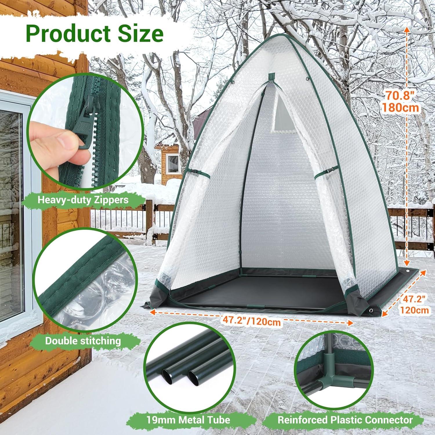 image:imageGreen House for Outside Heavy Duty Ohuhu Portable Walkin Winter Greenhouse with Thick PE Bubble Cover Small Greenhouses Outdoor for Plants Winter Protection