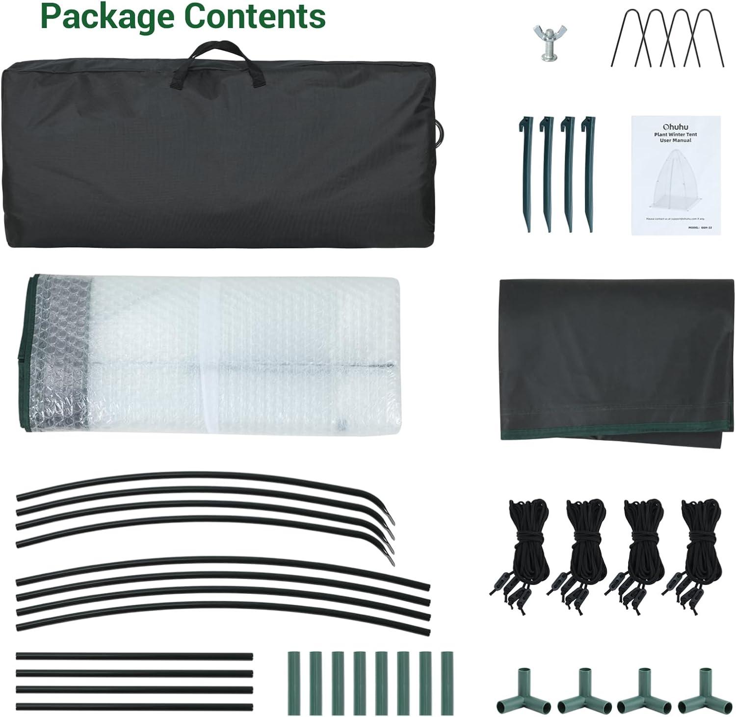 image:imageGreen House for Outside Heavy Duty Ohuhu Portable Walkin Winter Greenhouse with Thick PE Bubble Cover Small Greenhouses Outdoor for Plants Winter Protection