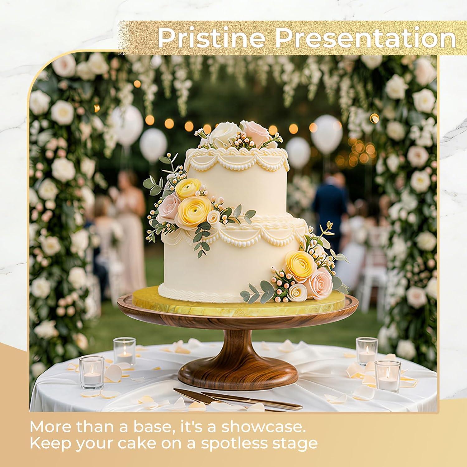 image:imageOhuhu 10 Inch Cake Boards 2 Pack 12 Inch Extra Thick Round Cake Drum Marble Pattern Greaseproof amp Sturdy Corrugated Cardboard Wrapped Edges Cake Base for MultiLayered Cakes Weddings BirthdaysWhitegold