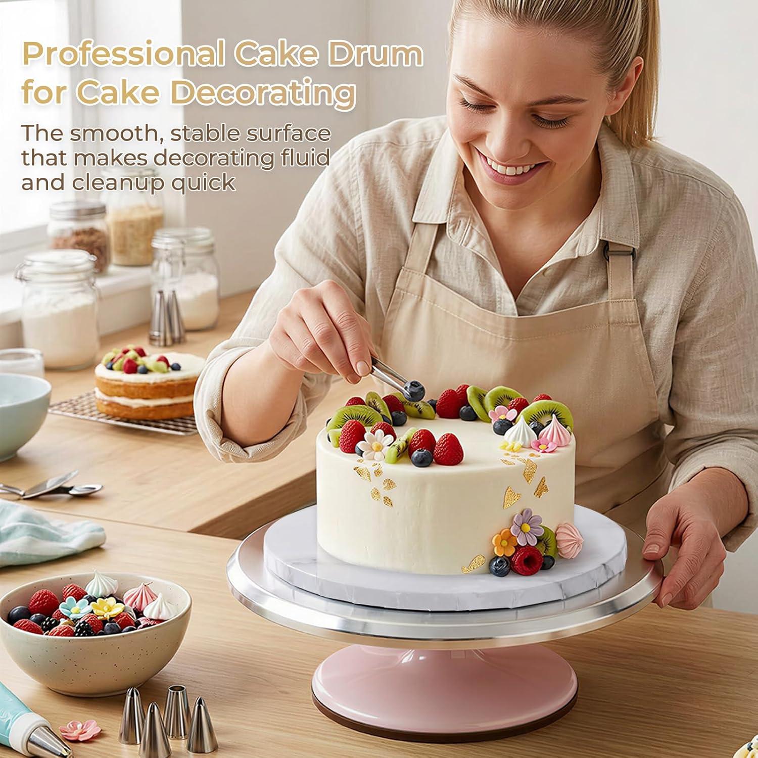 image:imageOhuhu 10 Inch Cake Boards 2 Pack 12 Inch Extra Thick Round Cake Drum Marble Pattern Greaseproof amp Sturdy Corrugated Cardboard Wrapped Edges Cake Base for MultiLayered Cakes Weddings BirthdaysMarble