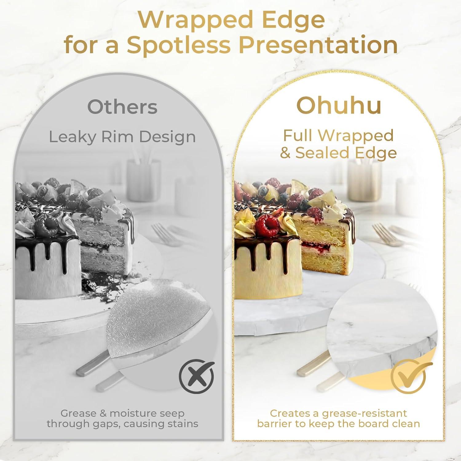 image:imageOhuhu 10 Inch Cake Boards 2 Pack 12 Inch Extra Thick Round Cake Drum Marble Pattern Greaseproof amp Sturdy Corrugated Cardboard Wrapped Edges Cake Base for MultiLayered Cakes Weddings BirthdaysMarble