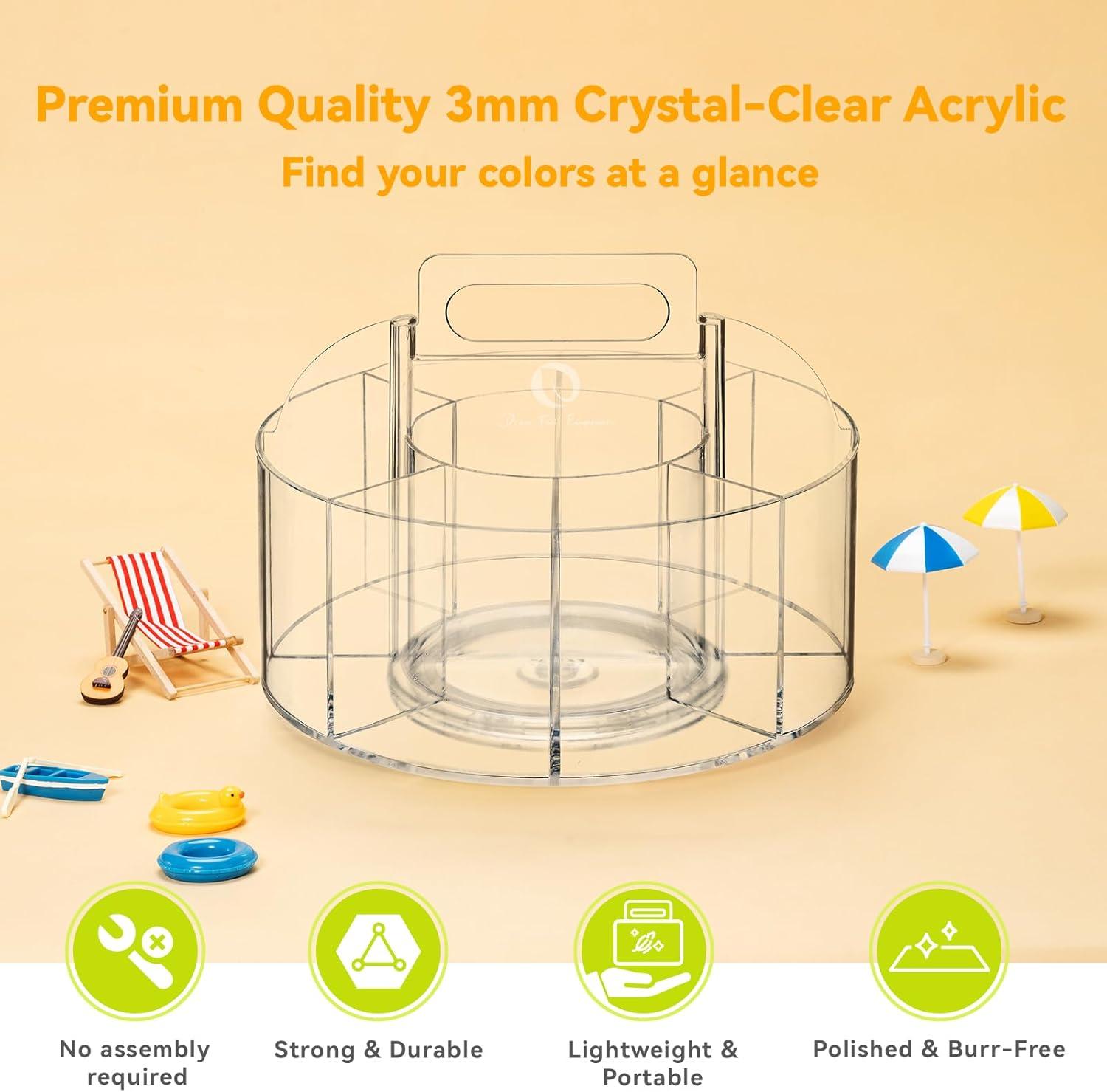 image:imageOhuhu Acrylic Marker Organizer for Alcohol Markers 360 Rotating Clear Acrylic Holder with Hidden Handle 10 Compartments for Markers Pens amp Pencils Home Classroom Office Desk Organizer