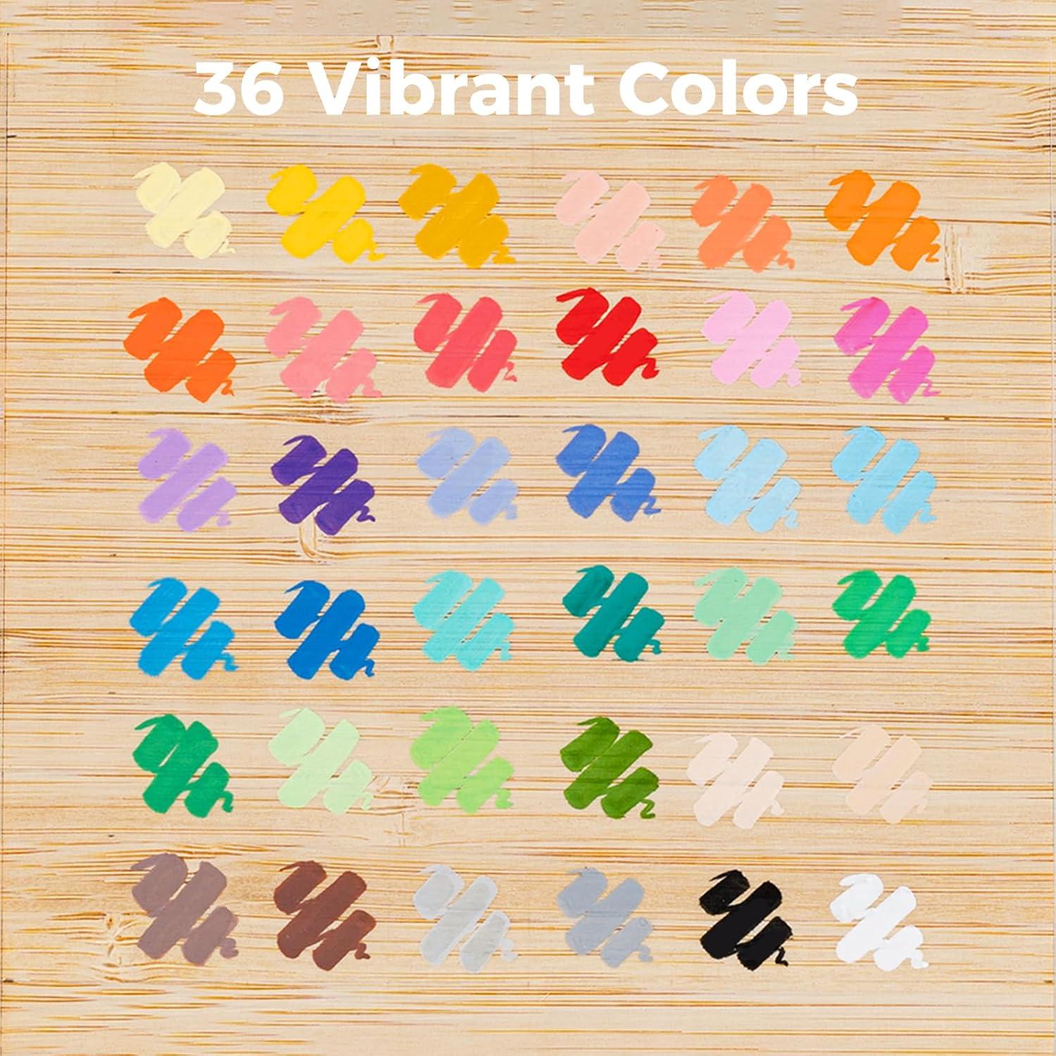 image:imageOhuhu Acrylic Paint Markers Brush Tip Top Pump 36 Colors Paint Pens Excellent Coverage Acrylic Markers Waterproof Lightfast for Rock Painting 3D Prints Egg Wood Glass Ceramic DIY Crafts Waikiki