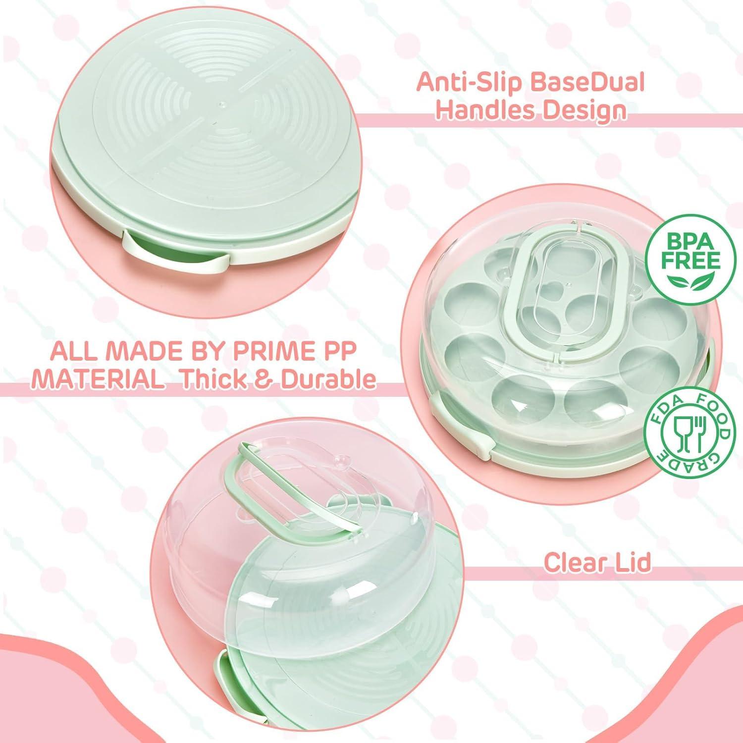 image:imageOhuhu Cake Carrier with Lid and Handle BPAFree 10 inch Cake Cheesecake Container Pie Carrier Cupcake Container with Lid and 2 Handles