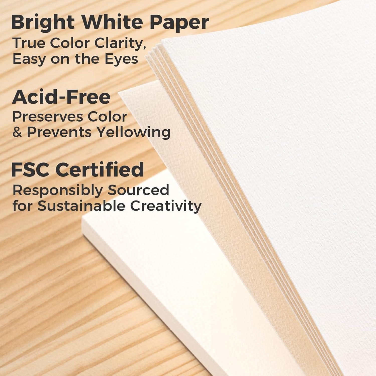 image:imageOhuhu CottonTop Watercolor Paper Pad 9x12 Hot Press 140lb300gsm Heavyweight 20 Sheets40 Pages Patented CottonCoated Surface for Watercolor Gouache Ink amp AcrylicCold Press