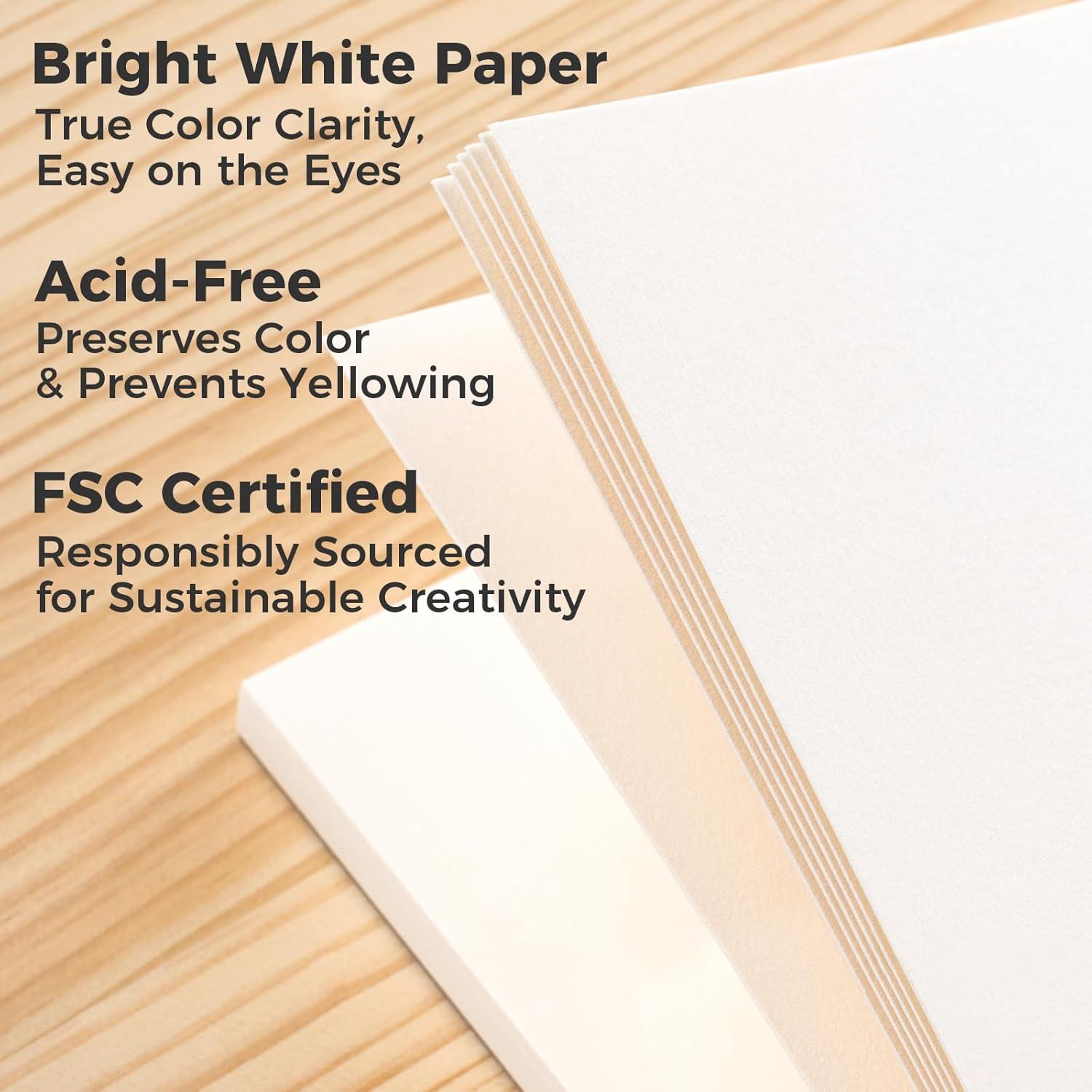 image:imageOhuhu CottonTop Watercolor Paper Pad 9x12 Hot Press 140lb300gsm Heavyweight 20 Sheets40 Pages Patented CottonCoated Surface for Watercolor Gouache Ink amp AcrylicHot Press
