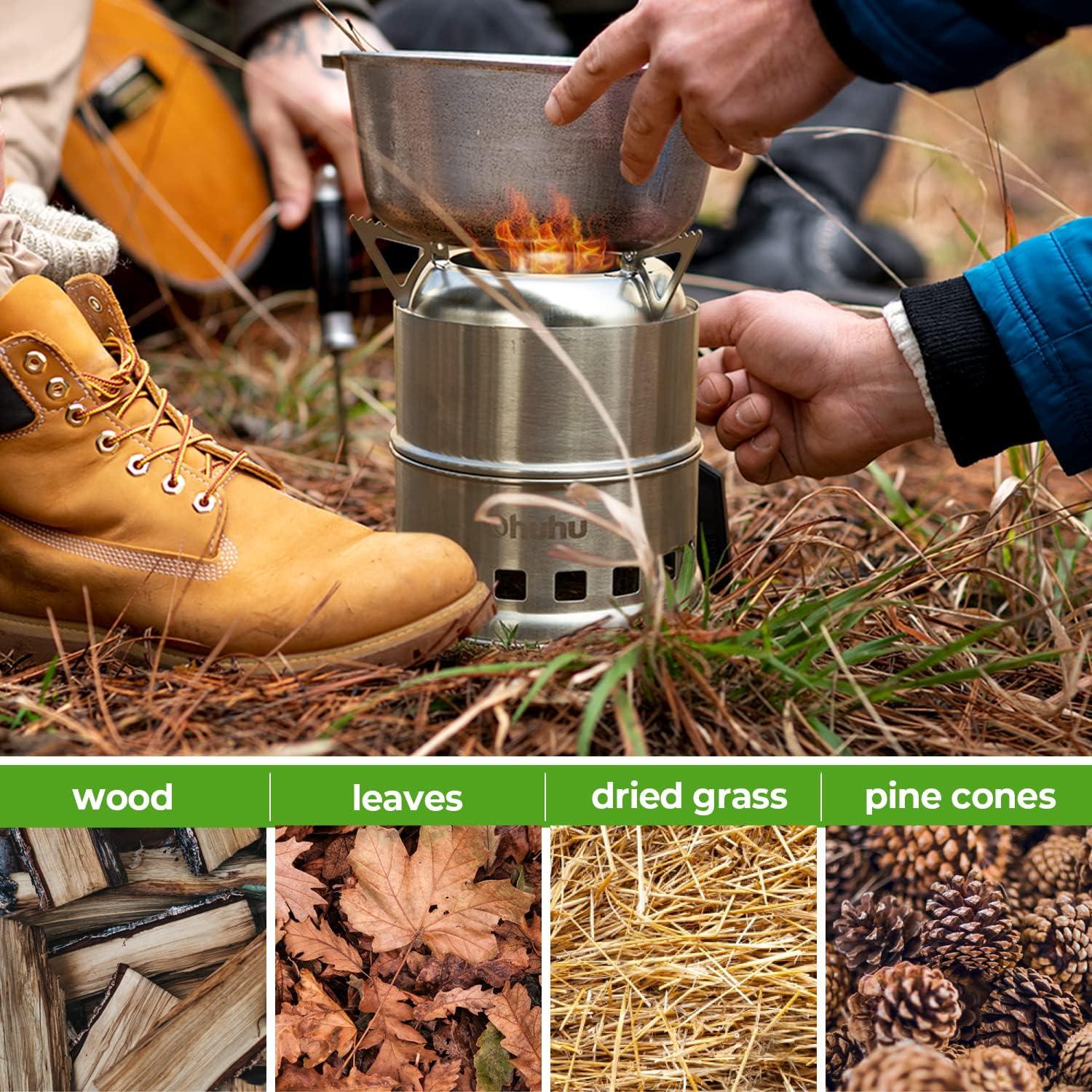 image:imageOhuhu Wood Burning Camp Stoves 12 Plates Camp Stove Windscreen for Camping Picnic Backpacking Cooking