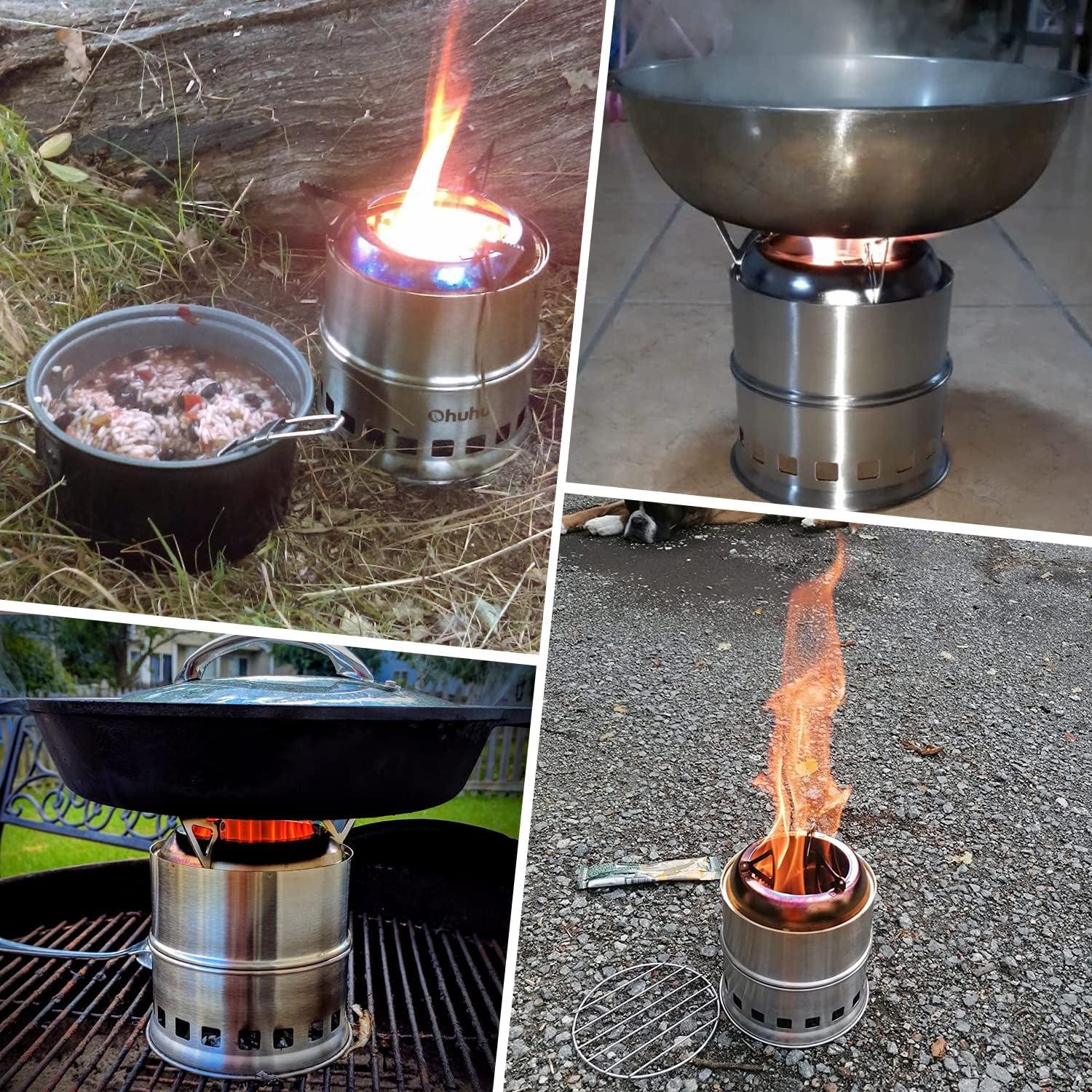 image:imageOhuhu Wood Burning Camp Stoves 12 Plates Camp Stove Windscreen for Camping Picnic Backpacking Cooking