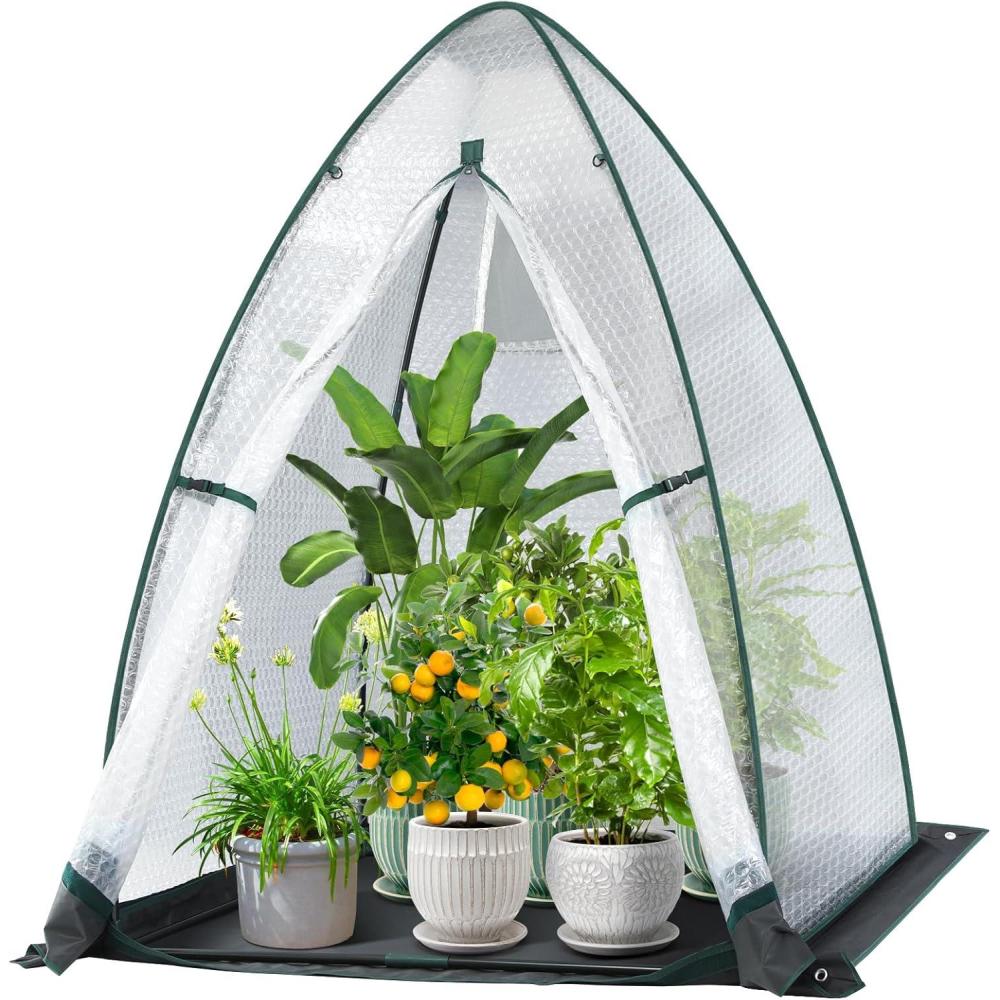 image:imageGreen House for Outside Heavy Duty Ohuhu Portable Walkin Winter Greenhouse with Thick PE Bubble Cover Small Greenhouses Outdoor for Plants Winter Protection