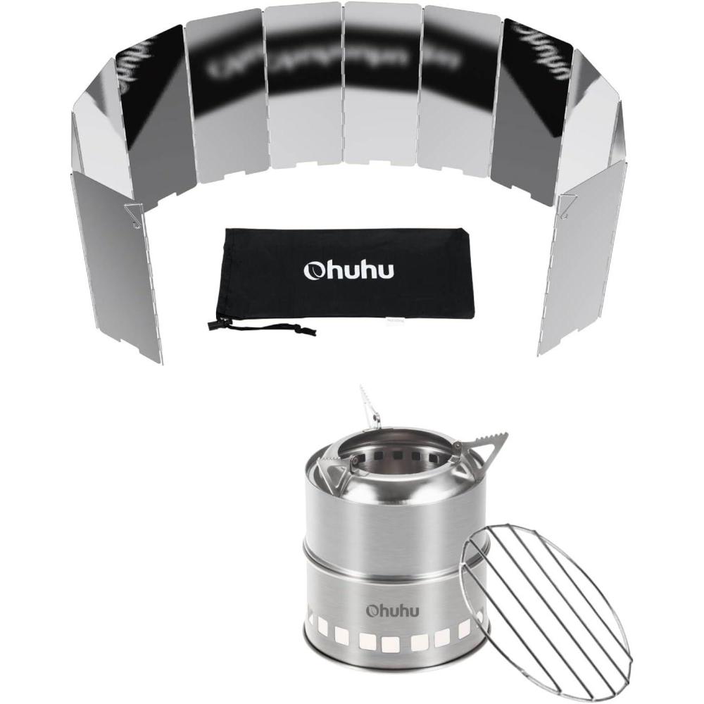 image:imageOhuhu Wood Burning Camp Stoves 12 Plates Camp Stove Windscreen for Camping Picnic Backpacking Cooking