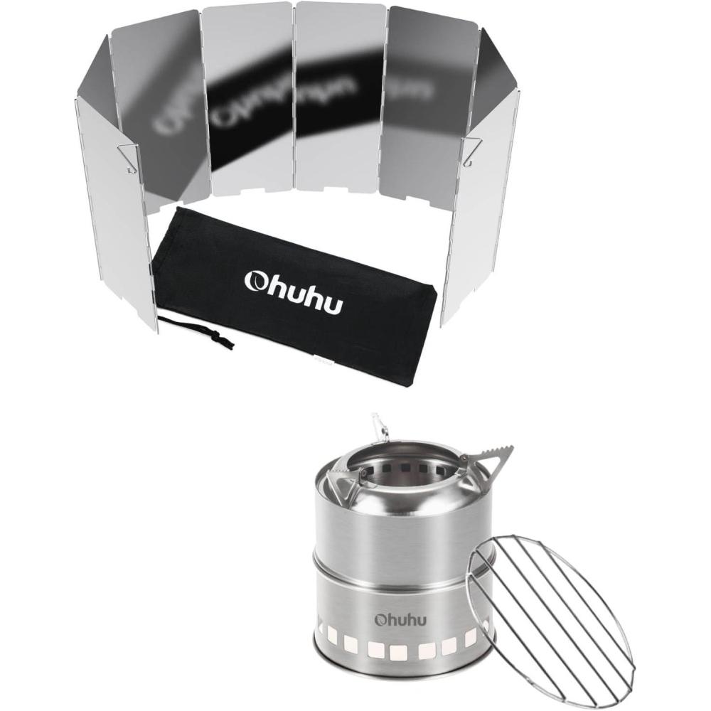 image:imageOhuhu Wood Burning Camp Stoves 8 Plates Camp Stove Windscreen for Camping Picnic Backpacking Cooking