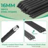 Garden Fence Animals Barrier Set: Ohuhu 3.4FTx100FT Plastic Fence Roll with 25-Pack 4FT Stakes Temporary Safety Netting, Reusable Pool Fencing Snow Fence Poultry Fences for Deer Chicken Dog, Black