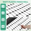 Garden Fence Animals Barrier Set: Ohuhu 3.4FTx100FT Plastic Fence Roll with 25-Pack 4FT Stakes Temporary Safety Netting, Reusable Pool Fencing Snow Fence Poultry Fences for Deer Chicken Dog, Black