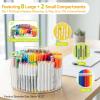 Ohuhu Acrylic Marker Organizer for Alcohol Markers, 360° Rotating Clear Acrylic Holder with Hidden Handle, 10 Compartments for Markers, Pens & Pencils, Home Classroom Office Desk Organizer