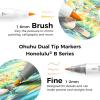 Ohuhu Alcohol Markers Brush Tip – 120-color AP Certificated Double Tipped Art Marker Set for Artist Adults Cozy Coloring Drawing Illustration – Brush and Fine Dual Tips – Honolulu 2B – Refillable(Brush & Fine)