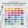 Ohuhu Alcohol Markers Brush and Fine Tip – 48-Color Alcohol-based Art Sketch Marker Set for Artist Adults Coloring Illustration – Brush and Fine Dual Tips- Honolulu 2B – Refillable – AP Certificated(Brush & Chisel)