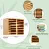 Ohuhu Bamboo Marker Organizer, Wooden Desktop Storage Hold 126 Markers, Pens, Pencils, Art Brushes Stationary Organizer Pencil Holder with 18 Compartments for Home, Classroom, Office Decor(Right Angle Hold 126 Markers)