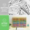 Ohuhu Bamboo Marker Organizer, Wooden Desktop Storage Hold 126 Markers, Pens, Pencils, Art Brushes Stationary Organizer Pencil Holder with 18 Compartments for Home, Classroom, Office Decor(Right Angle Hold 224 Markers)