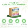 Ohuhu Bamboo Marker Organizer, Wooden Desktop Storage Hold 126 Markers, Pens, Pencils, Art Brushes Stationary Organizer Pencil Holder with 18 Compartments for Home, Classroom, Office Decor(Right Angle Hold 126 Markers)