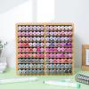 Ohuhu Bamboo Marker Organizer, Wooden Desktop Storage Hold 126 Markers, Pens, Pencils, Art Brushes Stationary Organizer Pencil Holder with 18 Compartments for Home, Classroom, Office Decor(Rounded Corner Hold 126 Markers)