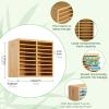 Ohuhu Bamboo Marker Organizer, Wooden Desktop Storage Hold 126 Markers, Pens, Pencils, Art Brushes Stationary Organizer Pencil Holder with 18 Compartments for Home, Classroom, Office Decor(Rounded Corner Hold 126 Markers)