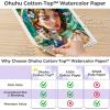 Ohuhu Cotton-Top Watercolor Paper Pad, 9×12 Hot Press, 140lb/300gsm Heavyweight, 20 Sheets/40 Pages – Patented Cotton-Coated Surface for Watercolor, Gouache, Ink & Acrylic(Cold Press)