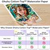 Ohuhu Cotton-Top Watercolor Paper Pad, 9×12 Hot Press, 140lb/300gsm Heavyweight, 20 Sheets/40 Pages – Patented Cotton-Coated Surface for Watercolor, Gouache, Ink & Acrylic(Hot Press)