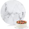 Ohuhu 10 Inch Cake Boards 2 Pack, 1/2 Inch Extra Thick Round Cake Drum, Marble Pattern Greaseproof & Sturdy Corrugated Cardboard, Wrapped Edges Cake Base for Multi-Layered Cakes, Weddings, Birthdays(Marble)