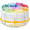 Ohuhu Acrylic Marker Organizer for Alcohol Markers, 360° Rotating Clear Acrylic Holder with Hidden Handle, 10 Compartments for Markers, Pens & Pencils, Home Classroom Office Desk Organizer