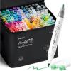 Ohuhu Alcohol Markers Brush Tip – 120-color AP Certificated Double Tipped Art Marker Set for Artist Adults Cozy Coloring Drawing Illustration – Brush and Fine Dual Tips – Honolulu 2B – Refillable(Brush & Fine)