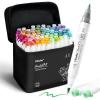 Ohuhu Alcohol Markers Brush Tip – AP Certificated Double Tipped Art Marker Set for Artist Adults Coloring Illustration- 72 Colors – Refillable – Fine and Brush Dual Tips – Honolulu 2B of Ohuhu Markers(Brush & Fine)