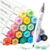 Ohuhu Alcohol Markers Brush Tip, AP Certificated 24 Basic Colors Double Tipped Alcohol Based Art Marker Set for Artist Sketching Adult Coloring Illustration – Brush & Fine Dual Tips – Honolulu 2B(Brush & Fine)