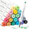 Ohuhu Alcohol Markers Brush Tip, AP Certificated 24 Basic Colors Double Tipped Alcohol Based Art Marker Set for Artist Sketching Adult Coloring Illustration – Brush & Fine Dual Tips – Honolulu 2B(Brush & Chisel)