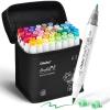 Ohuhu Alcohol Markers Brush and Fine Tip – 48-Color Alcohol-based Art Sketch Marker Set for Artist Adults Coloring Illustration – Brush and Fine Dual Tips- Honolulu 2B – Refillable – AP Certificated(Brush & Fine)