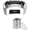 Ohuhu Wood Burning Camp Stoves + 12 Plates Camp Stove Windscreen for Camping Picnic, Backpacking, Cooking