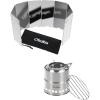Ohuhu Wood Burning Camp Stoves + 8 Plates Camp Stove Windscreen for Camping Picnic, Backpacking, Cooking