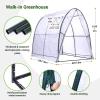 Ohuhu Portable Tunnel Greenhouse Outdoor: Heavy Duty Small Walk in Green House with Mesh Windows, Reinforced Metal Base Durable Plastic PE Cover for Outside, Free Tool to Install, 5.9×5.9×6.6 FT(White)