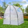 Ohuhu Portable Tunnel Greenhouse Outdoor: Heavy Duty Small Walk in Green House with Mesh Windows, Reinforced Metal Base Durable Plastic PE Cover for Outside, Free Tool to Install, 5.9×5.9×6.6 FT(White)