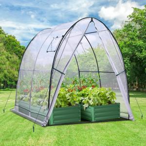 Ohuhu Portable Tunnel Greenhouse Outdoor: Heavy Duty Small Walk in Green House with Mesh Windows, Reinforced Metal Base Durable Plastic PE Cover for Outside, Free Tool to Install, 5.9×5.9×6.6 FT(White)