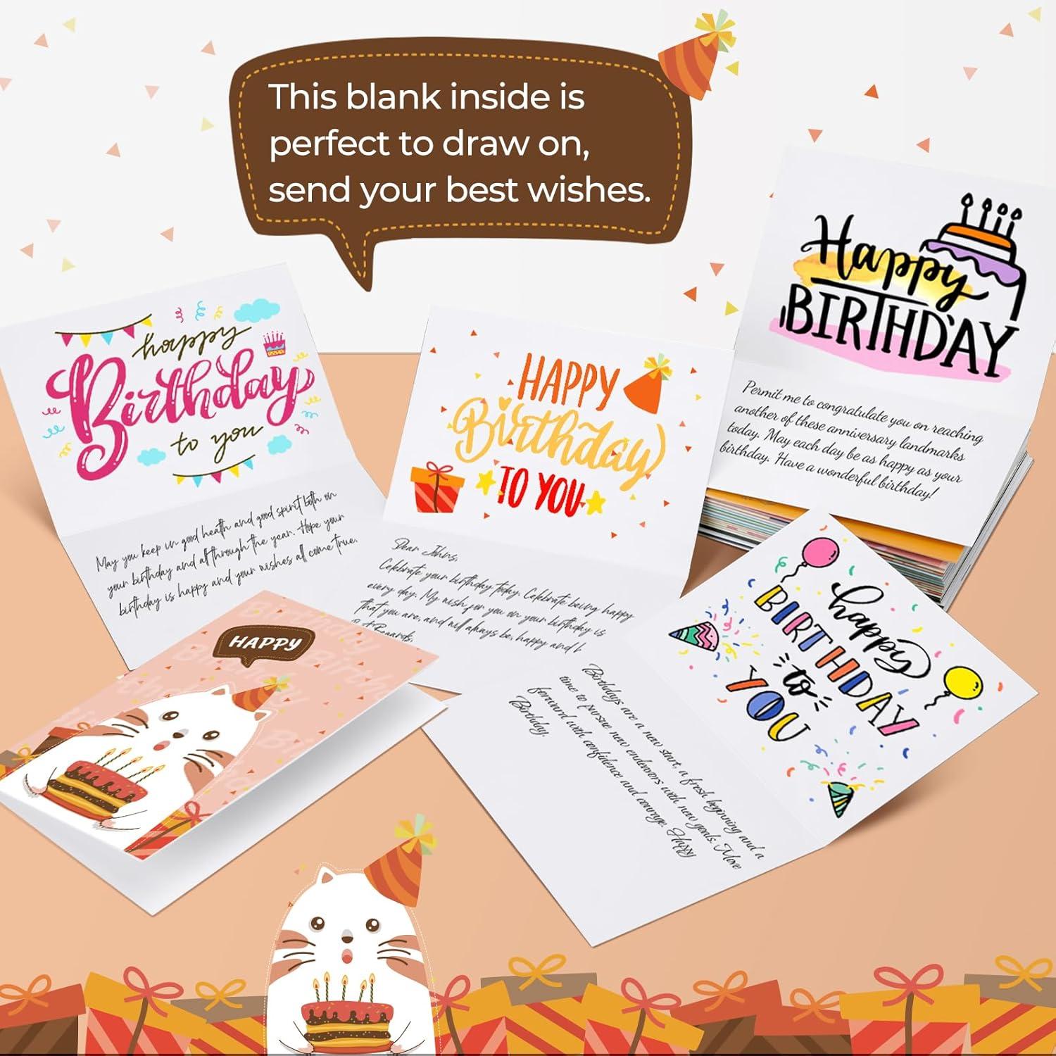 image:imageOhuhu 108Pack Large 5x7 AllOccasion Greeting Cards with Colorful Envelopes and Gold Stickers Box Set Assorted Greeting Cards with Card Organizer Included Birthday Cards Christmas Cards and More