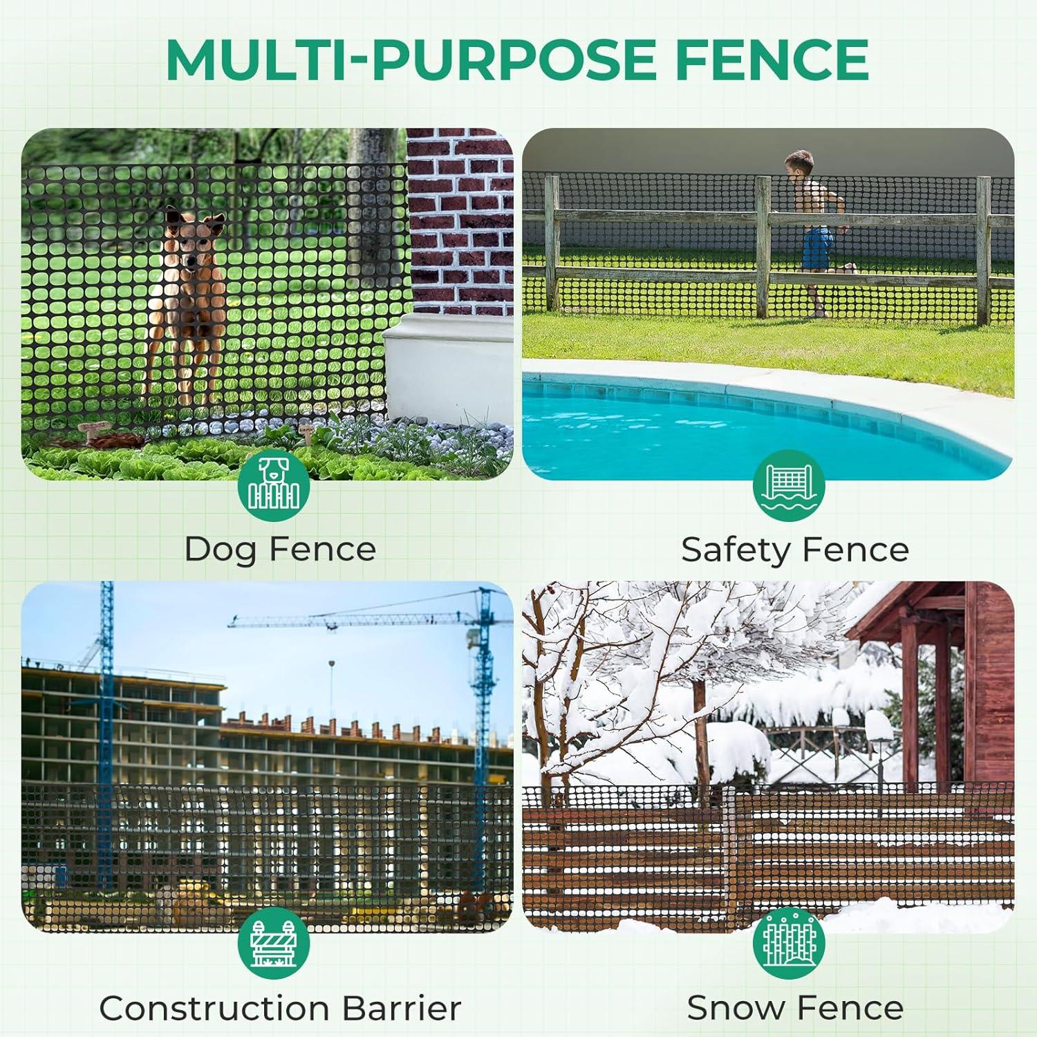 image:imageOhuhu Plastic Garden Fence Safety Fence 4x5053 LB Reusable Netting Plastic Mesh Fence Roll Temporary Fencing for Animal Barrier Construction Snow Fence Poultry Rabbits Chicken Dogs DeerBlack