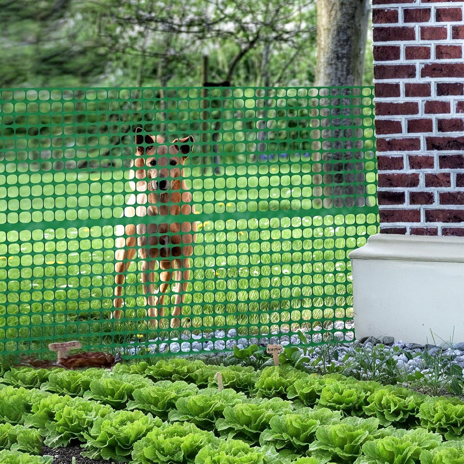 image:imageOhuhu Plastic Garden Fence Safety Fence 4x5053 LB Reusable Netting Plastic Mesh Fence Roll Temporary Fencing for Animal Barrier Construction Snow Fence Poultry Rabbits Chicken Dogs DeerGreen