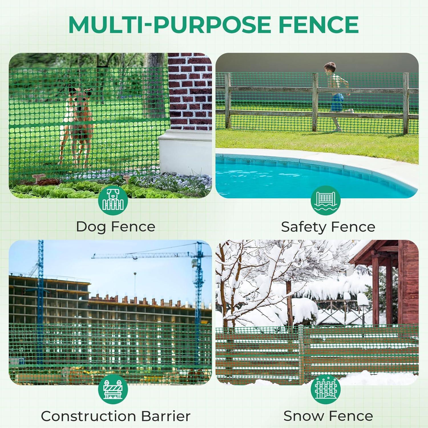 image:imageOhuhu Plastic Garden Fence Safety Fence 4x5053 LB Reusable Netting Plastic Mesh Fence Roll Temporary Fencing for Animal Barrier Construction Snow Fence Poultry Rabbits Chicken Dogs DeerGreen