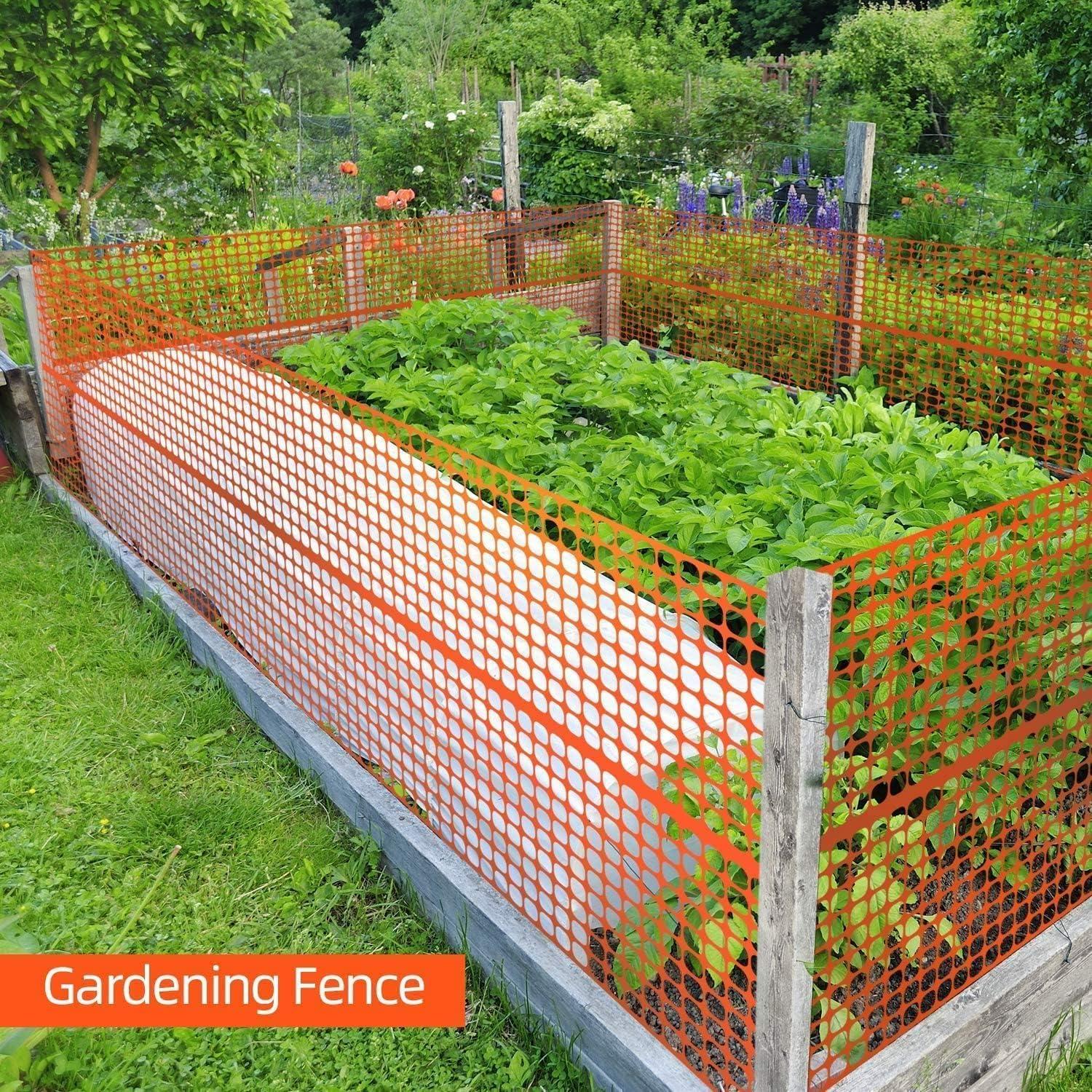 image:imageOhuhu Plastic Garden Fence Safety Fence 4x5053 LB Reusable Netting Plastic Mesh Fence Roll Temporary Fencing for Animal Barrier Construction Snow Fence Poultry Rabbits Chicken Dogs DeerOrange